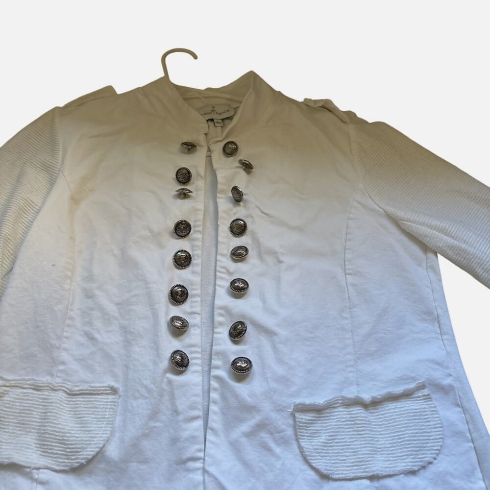Belle France Made in Italy White Cotton Military Jacket Size L